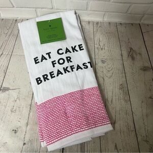 KATE SPADE KITCHEN TOWELS (2) EAT CAKE FOR BREAKFAST  Pink White NWT